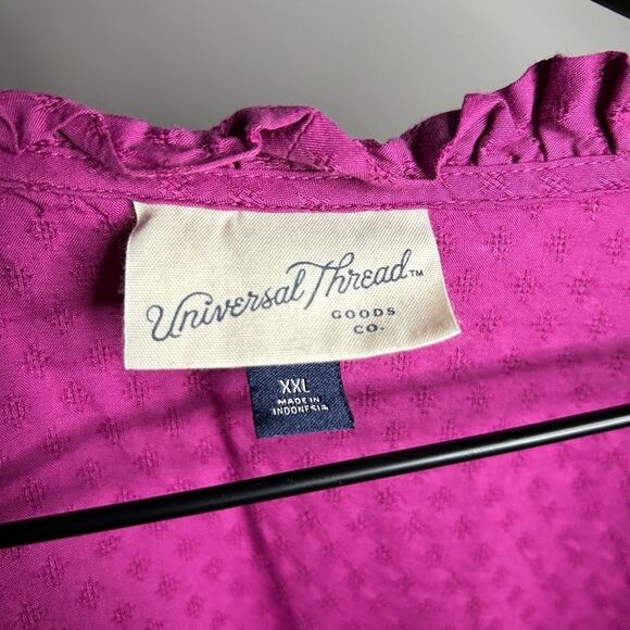 Universal Thread Plus Size Balloon Long Sleeve Fuchsia Wrap Top - Picture 12 of 14